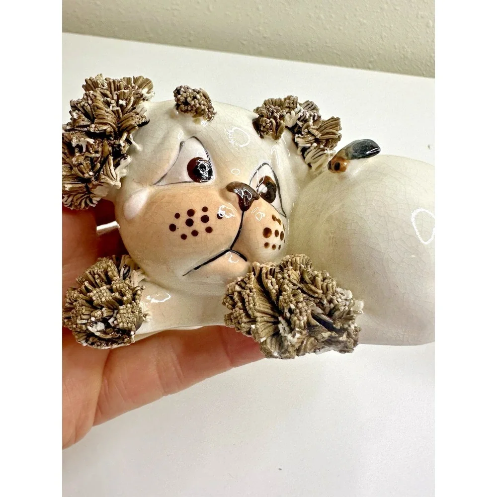 Lefton Spaghetti Ceramic Dog Vintage Set 2 Bee Toothache Boo Boo Tail Set 2